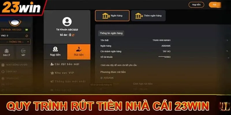 Rút Tiền 2 Hướng dẫn từng bước rút tiền 23win